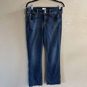Hudson Beth Baby Bootcut Jeans Womens 30 Blue Dark Wash Raw Hem Midrise 27”
